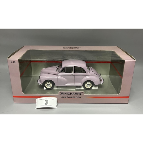 3 - Minichamps Morris Minor Million limited edition of 4999 pcs, 1.18 scale. Shipping Group (A).