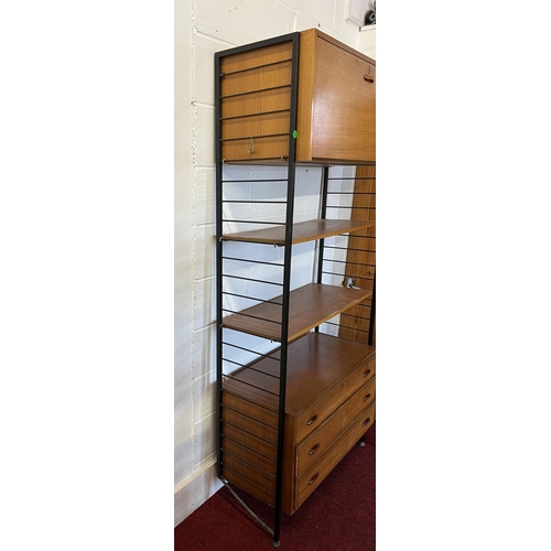 50 - Ladderax mid century 3 section modular shelving unit, each section measuring 200x96x36cm.Collection ... 