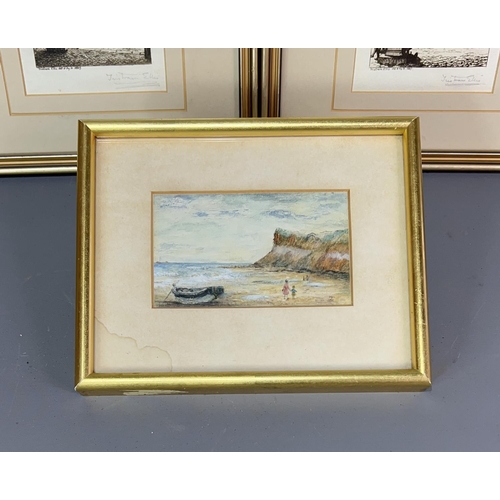 62 - 2  Tristan Ellis (1885) framed and glazed pen and ink studies 22x22cm and a watercolour by Marion Th... 