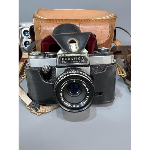 86 - Selection of vintage cameras including Prakica, Halina, etc.,  Shipping Group (A).