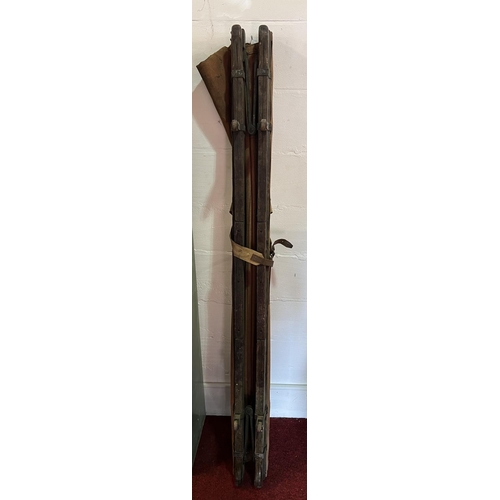 200 - Full size antique St. Johns Ambulance stretcher. Constructed of solid oak and canvass having pull-ou... 