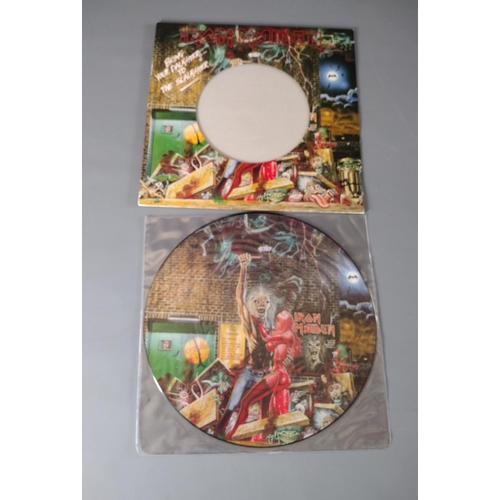 195A - 5 Iron Maiden picture disc vinyl LP's including:Be quick or be dead, The number of the beast,Holy sm... 