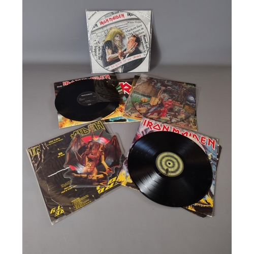 195A - 5 Iron Maiden picture disc vinyl LP's including:Be quick or be dead, The number of the beast,Holy sm... 