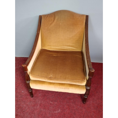 367 - Tan upholstered club chair. Collection only or please arrange your own courier.