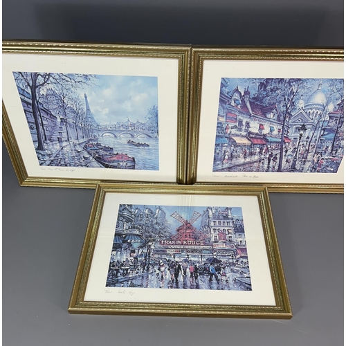 363 - 3 framed, glazed and signed studies of Parisian landmarks. Collection only, or please arrange your o... 