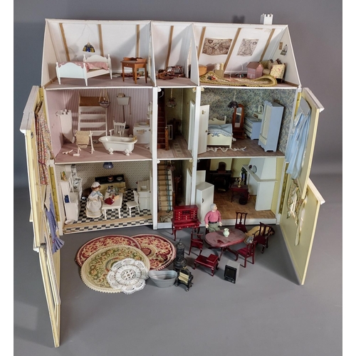 339 - Large dolls house and quantity of furniture. Collection only, or please arrange your own courier.