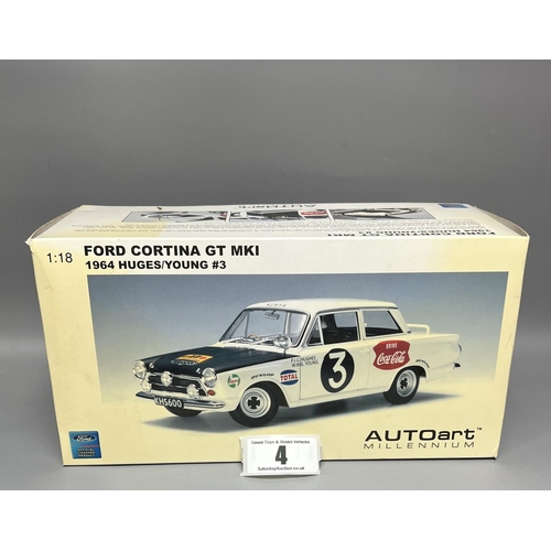 359 - 1.18 scale Ford Cortina GT MK1, 1964 number 3 driven by Hughes/Young. Shipping Group (A).