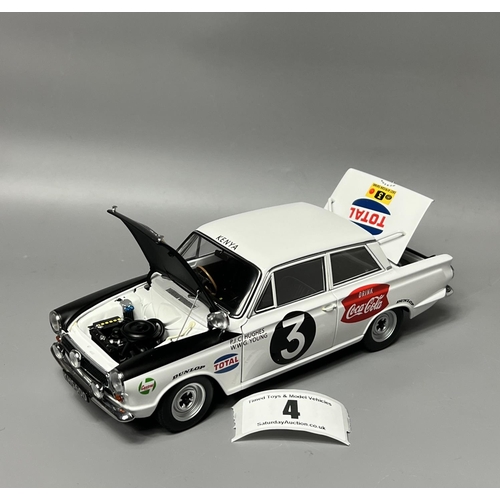 359 - 1.18 scale Ford Cortina GT MK1, 1964 number 3 driven by Hughes/Young. Shipping Group (A).