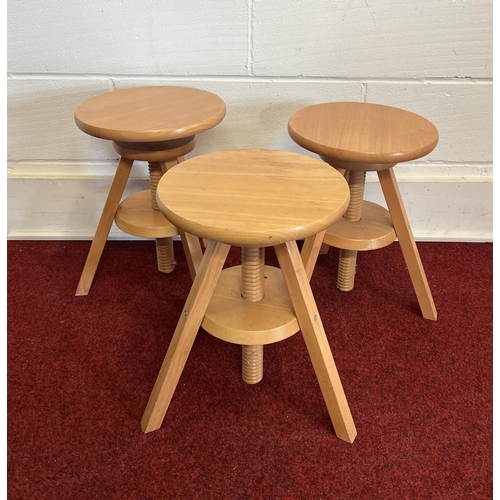 3 adjustable height pine stools,. Collection only or please arrange for