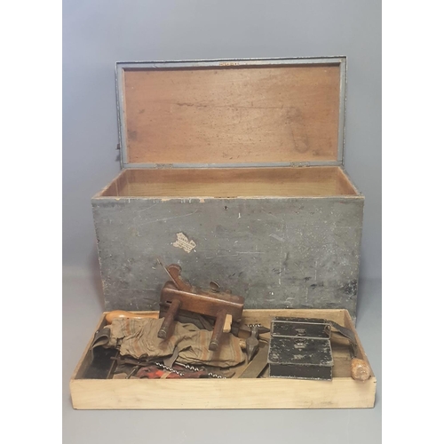 305 - Vintage wooden tool box including contents. Collection only or please arrange your own courier.