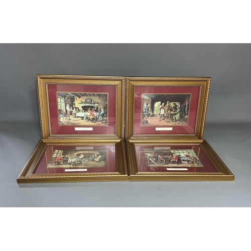 306 - A set of 4 Margaret Dovaston framed and glazed prints: 'The Landlords Birthday', 'The Start', 'The L... 
