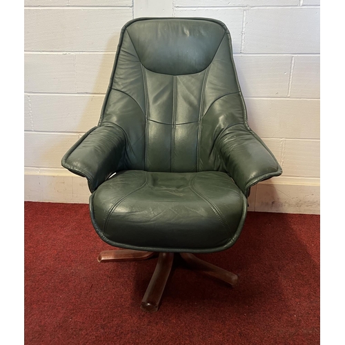 Leather reclining chair and footstool, similar to Ekornes Stressles