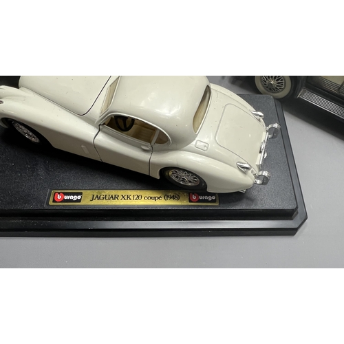 54 - 4 vintage toy model cars including.Burago Mercedes Benz 500 Roadster 1936, scale 1.18, Burago Jaguar... 