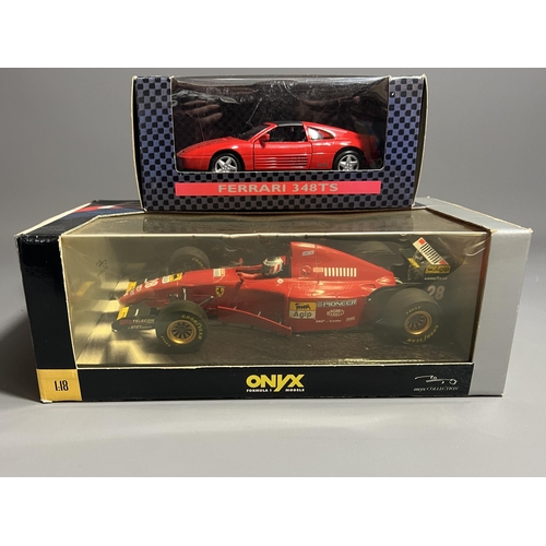 56 - 2 boxed model Ferrari toy cars; Onyx Formula 1 Model 6004, Ferrari 412T2, scale 1.18. Cillezione Fer... 