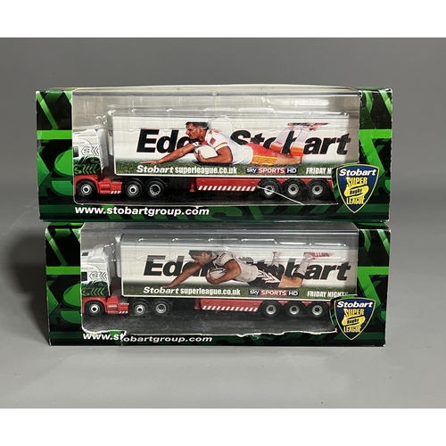 76 - 2 Eddie Stobart Super Rugby League boxed toy model trucks, SHL14FR Wildness Vikings and SHL05FR Cata... 