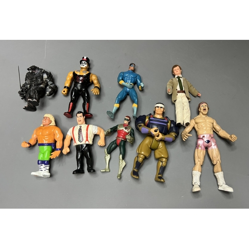 80 - Collection of assorted toy figures including Hasbro wrestlers. Shipping Group (A).