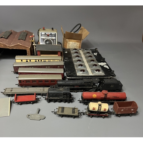 82 - A large amount of model trains, track, rolling stock and accessories including Triang and Hornby exa... 