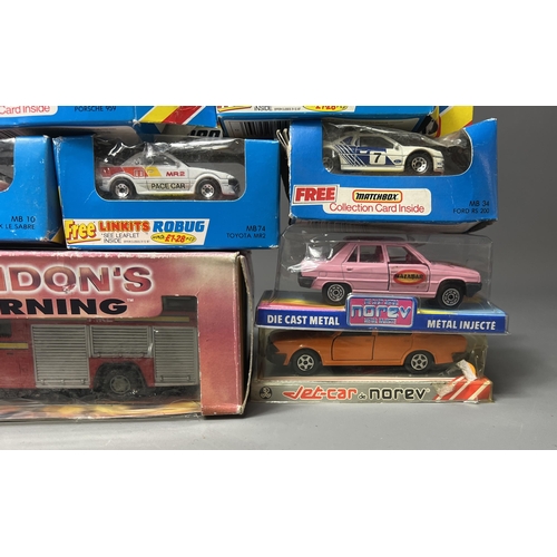 83 - 8 boxed die-cast toy model vehicles including,Matchbox and circa 1980's LWT London's Burning fire en... 