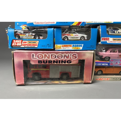 83 - 8 boxed die-cast toy model vehicles including,Matchbox and circa 1980's LWT London's Burning fire en... 