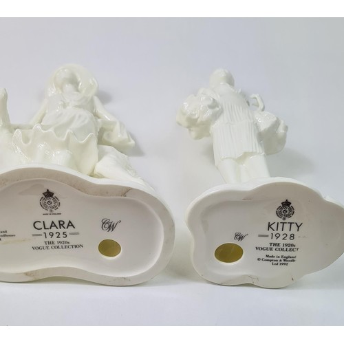 32 - 2 Royal Worcester figurines from The 1920's Vogue Collection 'Clara' and 'Kitty'. Shipping group (A)... 