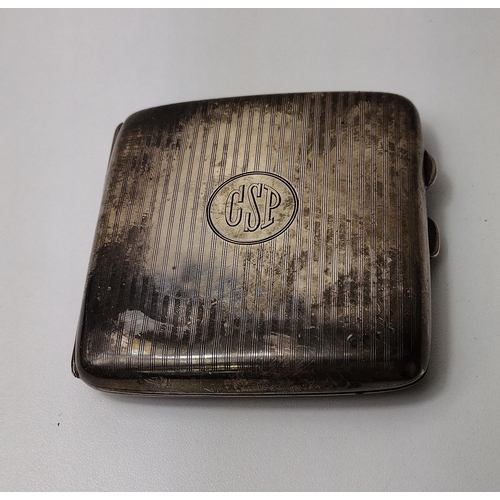 101 - 1918 sterling silver cigarette case, hallmark for Birmingham, 99g. Shipping group (A), optional comb... 