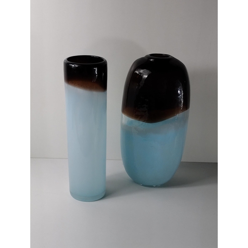 119 - 2 studio glass vases tallest standing 37cm. Shipping group (A), optional combined shipping or collec... 