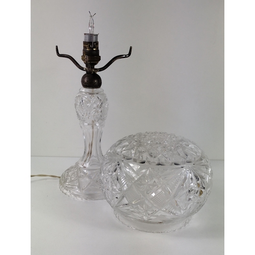 151 - Good example cut-glass table lamp standing 38cm in height. Collection in person / your own courier.