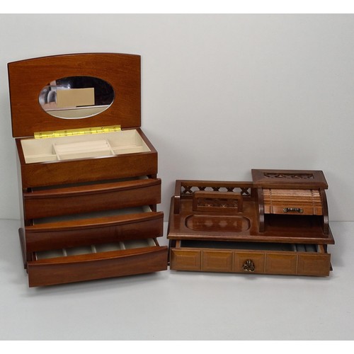 257 - 2 wooden jewellery boxes. Collection in person / your own courier.