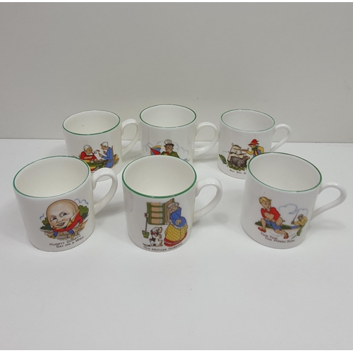 29 - Set of 6 unused vintage nursery rhyme mugs. Shipping Group (A).