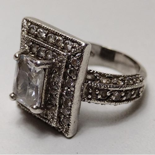 7 - Silver marcasite ring size H½. Shipping Group (A).