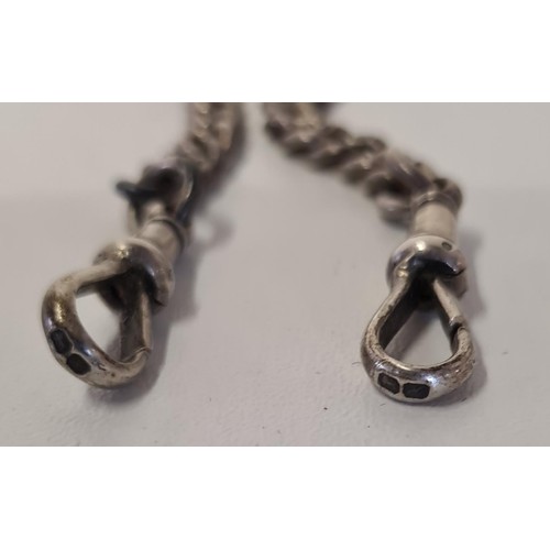 42 - Silver Albert chain and fob 55g. Shipping Group (A).