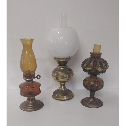 182 - 3 vintage oil lamps. Collection only.