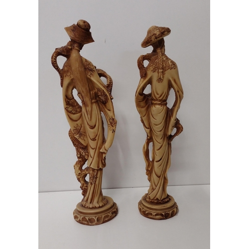 242 - 2 Oriental figures standing 46cm. Collection only.