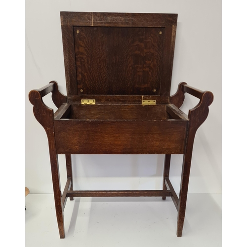 130 - Edwardian piano stool having opening lid and padded seat. Collection only.