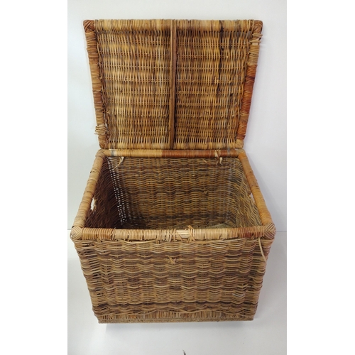 325 - Very large wicker basket on wheels, 66x69x55cm. Collection only.