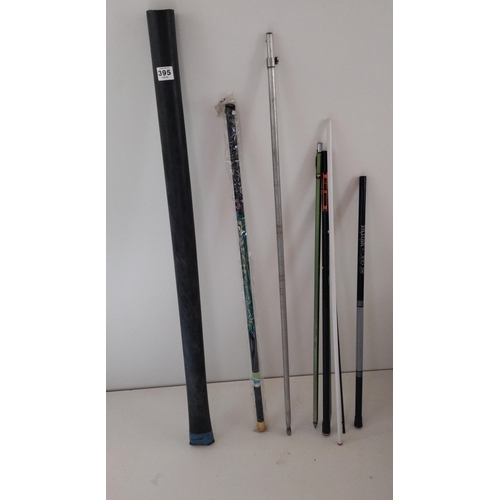 395 - Modulite 4mtr fishing rod with various poles Collection only.