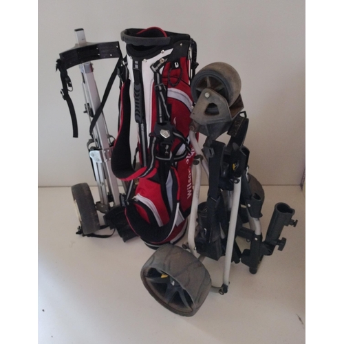 403 - Golf bag and 2 trollies, 1 being battery operated. Collection only.