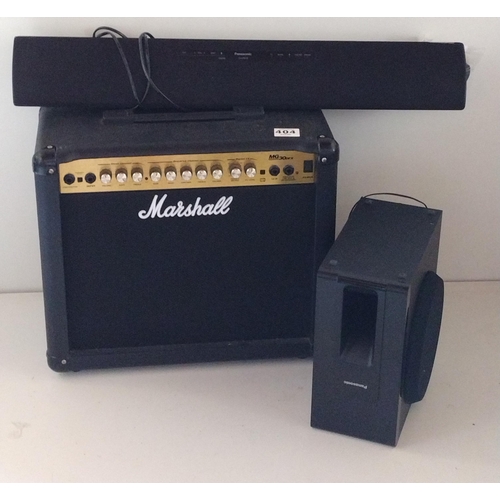 404 - Marshall amplifier, Panasonic sound bar and sub-woofer. Collection only.