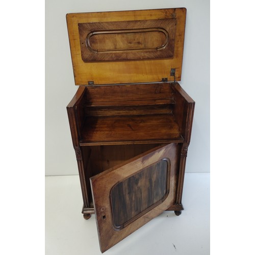 160 - Edwardian burr walnut gramophone cabinet. Collection only.