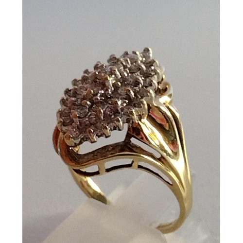 78 - Gold and diamond set cocktail ring, size O. Shipping Group (A).