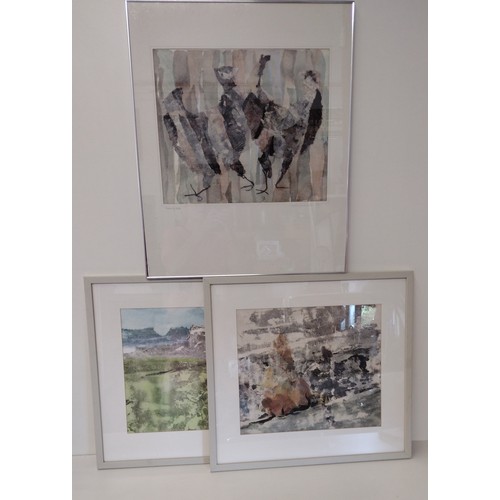 314 - 3 framed and glazed découpage pictures, largest 61x50 cm. Shipping Group (A).