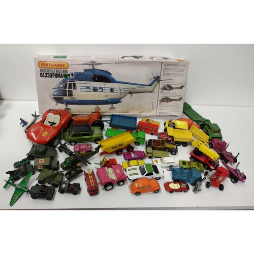 101 - Matchbox Westland helicopter and assortment of play-worn model vehicles. Shipping Group (A).