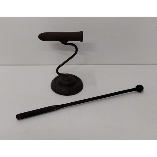 136 - Antique English goffering iron of typical form with stepped base. Circa 1800. Shipping Group (A).