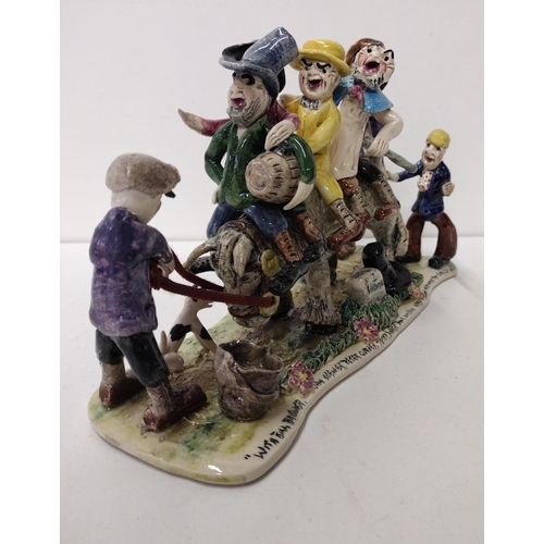 148 - Will Young: Runnford Pottery Group - Rare figural group '8 characters on the old grey mare going to ... 