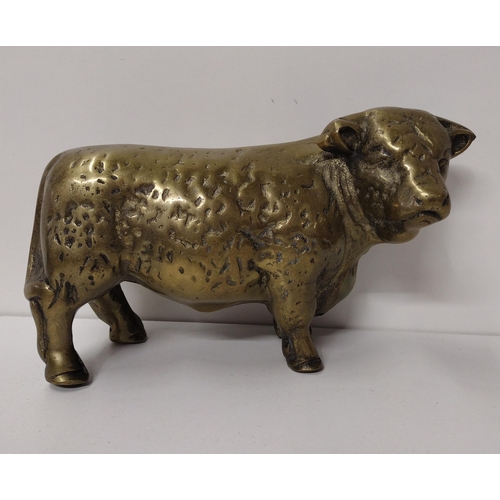 155 - Heavy brass bull figure. Shipping Group (A).