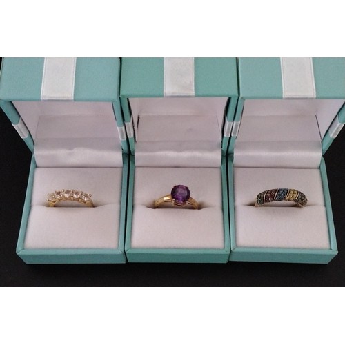 43 - (3) .925 silver gemstone set rings. Shipping Group (A).