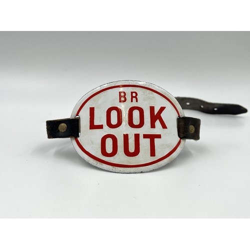 48 - British Rail enamelled arm band 'Look Out', circa 1950's. Shipping Group (A).