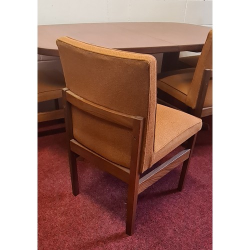 153 - Mid century extending dining table and (6) chairs. 4 pictured. Collection only.