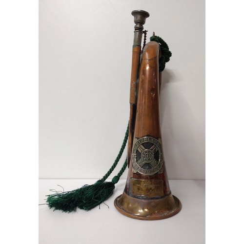 165 - Haig, London & Aldershot copper and brass bugle with applied Highland Regiment badge. Shipping G... 