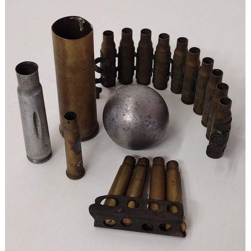 180 - Collection of inert ammunition including 303 shells, small cannonball etc. Shipping Group (A).